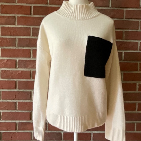 Pura Cashmere Contrast Pocket High Neck Sweater Size S NWT - Picture 4 of 14